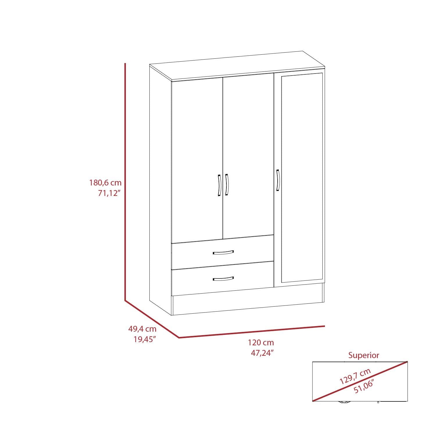 Mirrored Armoire Draggo, Bedroom, Black Light Gray Light Gray Particle Board Engineered Wood