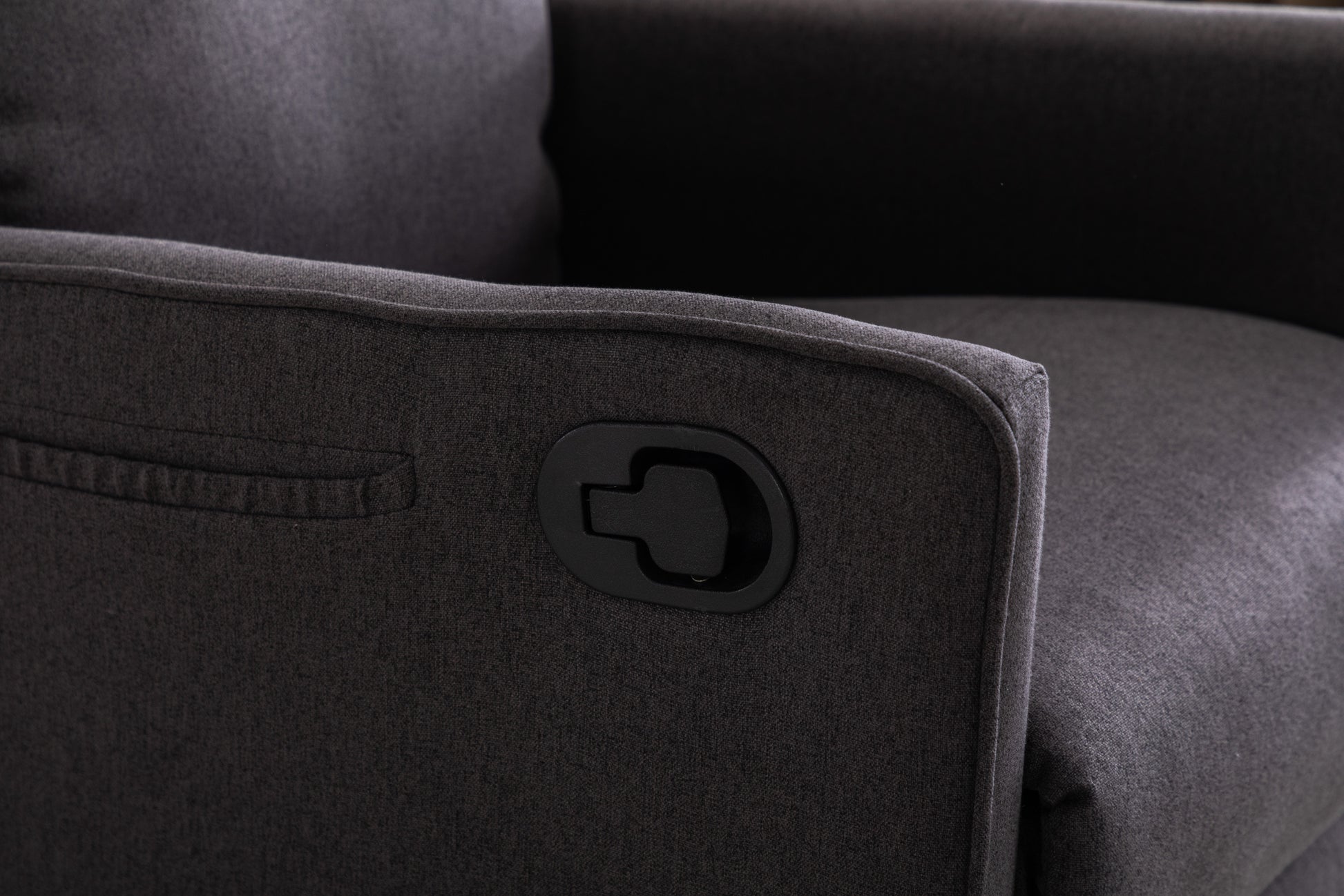 038 Cotton Linen Fabric Swivel Rocking Chair Glider Rocker Recliner Nursery Chair With Adjustable Back And Footrest For Living Room Indoor,Dark Gray Dark Gray Cotton Manual Handle Metal Primary Living Space Soft Tufted Back Modern Foam Linen