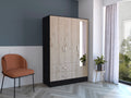 Mirrored Armoire Draggo, Bedroom, Black Light Gray Light Gray Particle Board Engineered Wood