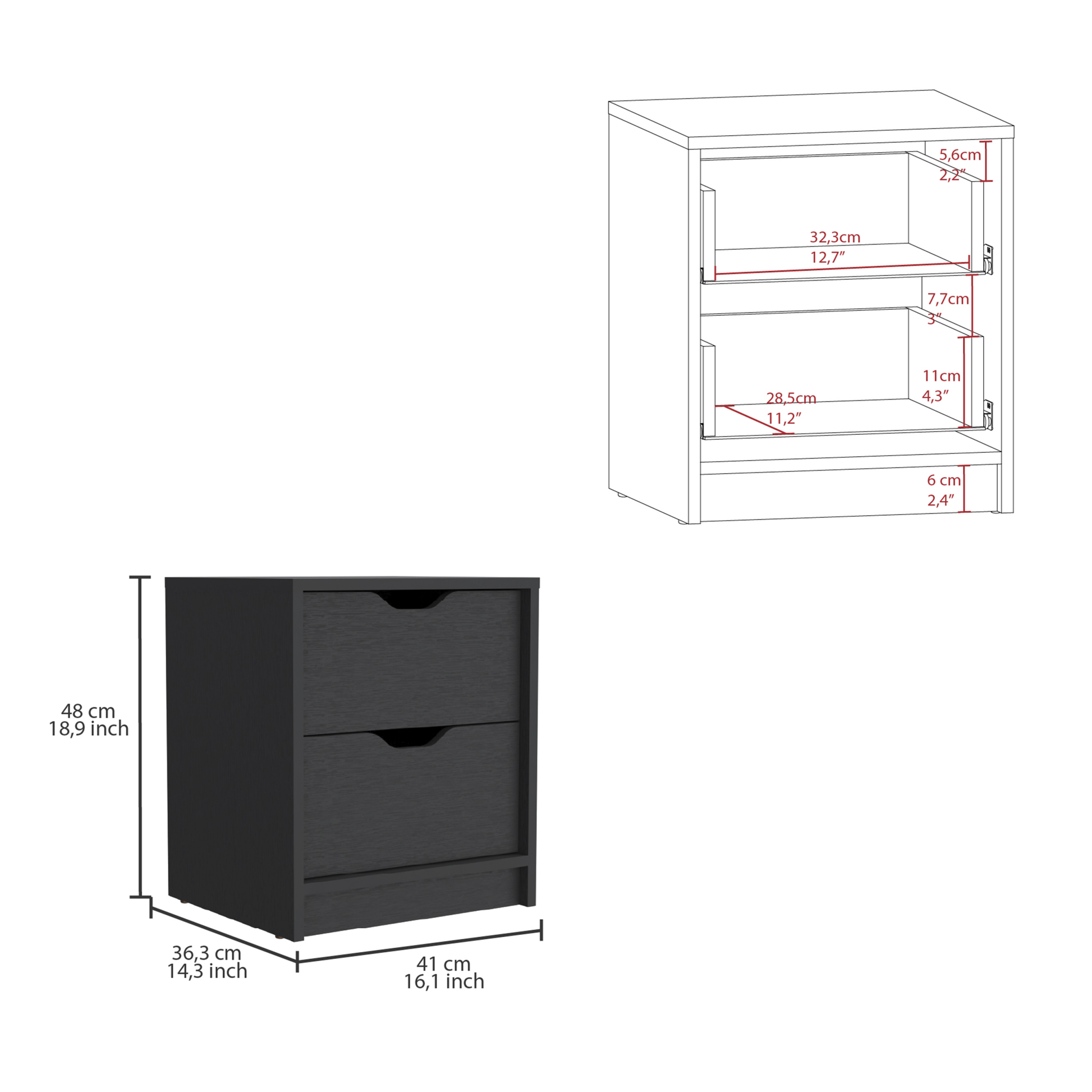 Stockley 3 Piece Bedroom Set, Nightstand Dresser Dresser, Black Black Particle Board Engineered Wood