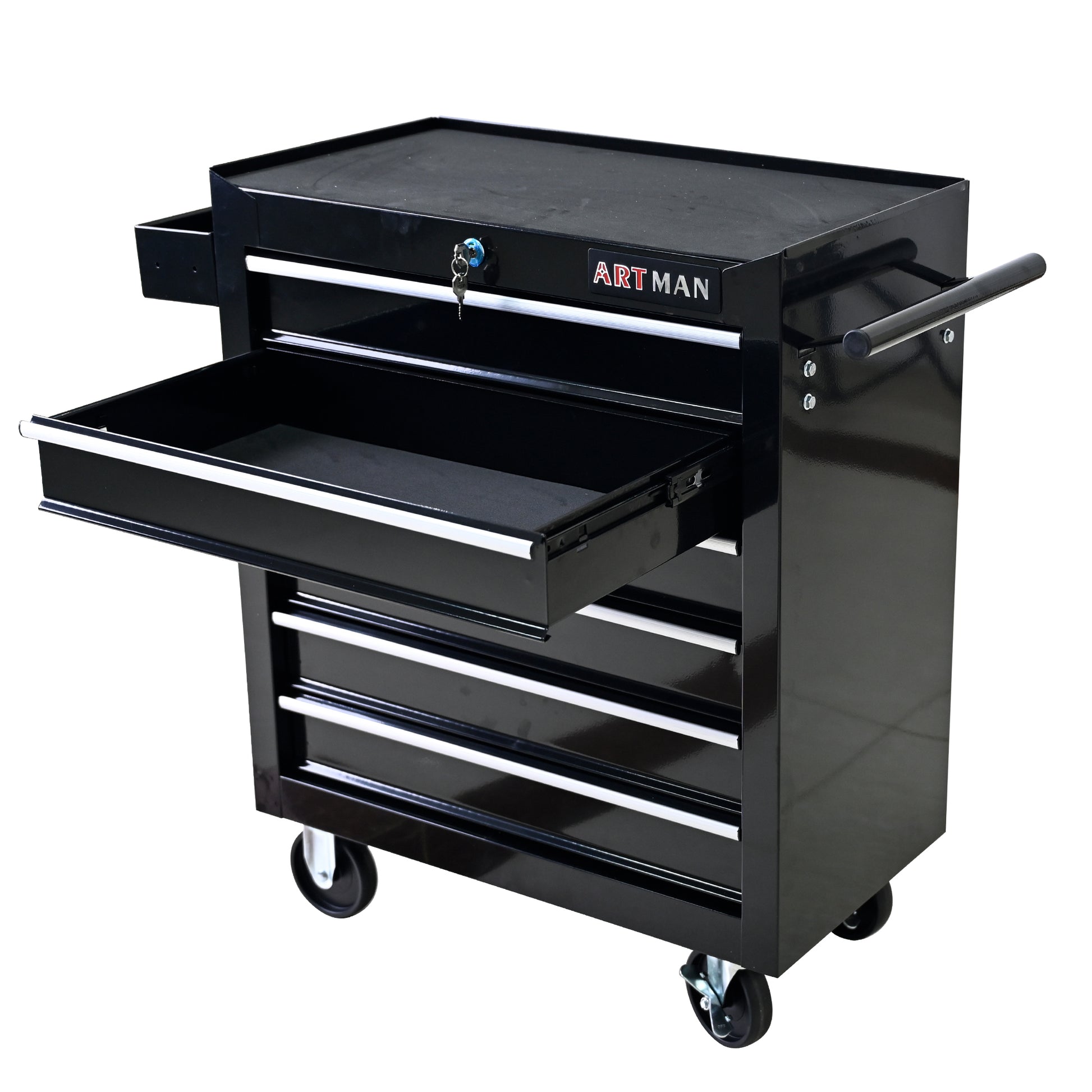 6 Drawers Multifunctional Tool Cart With Wheels Black Black Steel