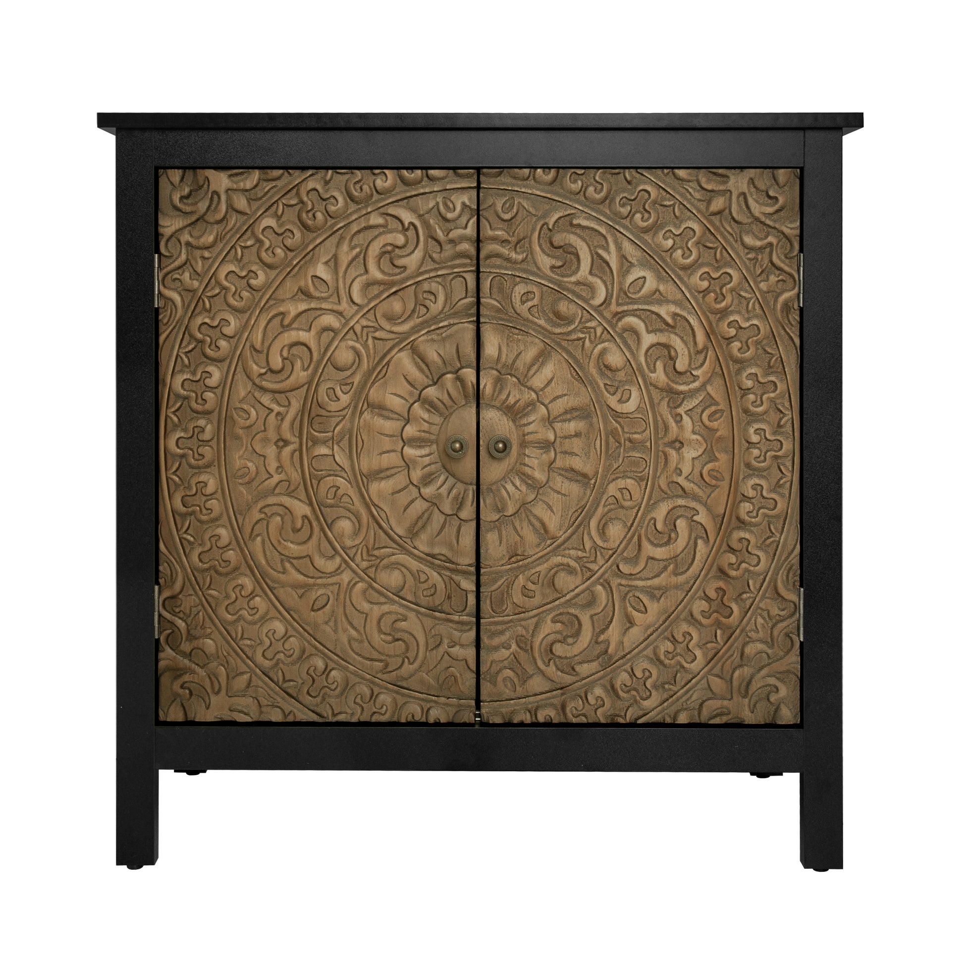 2 Door Cabinet, American Furniture, Suitable For Bedroom, Living Room, Study Black Mdf