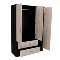 Mirrored Armoire Draggo, Bedroom, Black Light Gray Light Gray Particle Board Engineered Wood