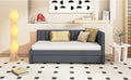 Upholstered Daybed With Trundle Twin Size Sofa Bed Frame No Box Spring Needed, Linen Fabric Gray Gray Linen