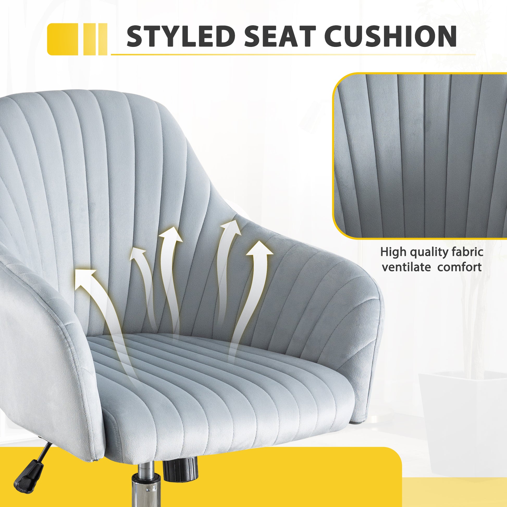 Accent Chair Modern Home Office Leisure Chair With Adjustable Velvet Height And Adjustable Casters Darkgrey Dark Grey Cotton Velvet