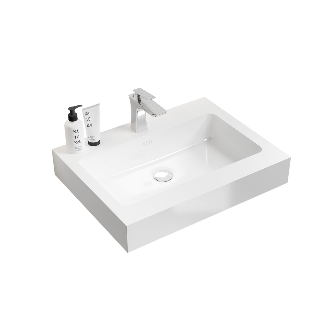 BB02 24 101, Integrated solid surface basin WITHOUT white-solid surface