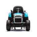 Ride On Tractor With Trailer,24V Battery Powered Electric Tractor Toy, 200W*2Motor 1.86 4.97Mph Remote Control,Electric Car For Kids,Three Speed Adjustable,Usb,Mp3 ,Bluetooth,Led Light, Safety Belt Blue Plastic