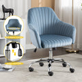 Accent Chair Modern Home Office Leisure Chair With Adjustable Velvet Height And Adjustable Casters Lightblue Light Blue Velvet Cotton