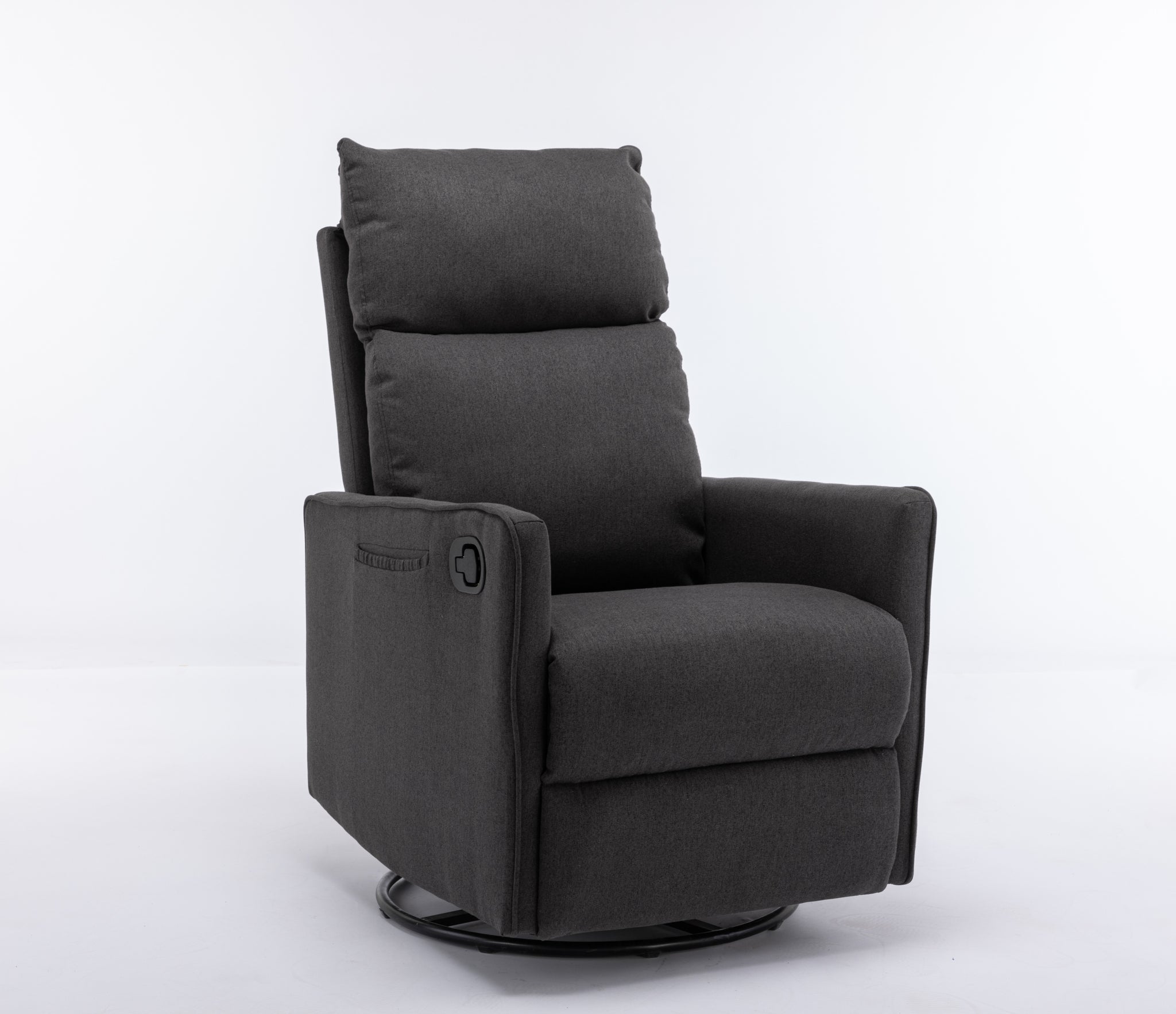 038 Cotton Linen Fabric Swivel Rocking Chair Glider dark gray-cotton-manual-handle-metal-primary