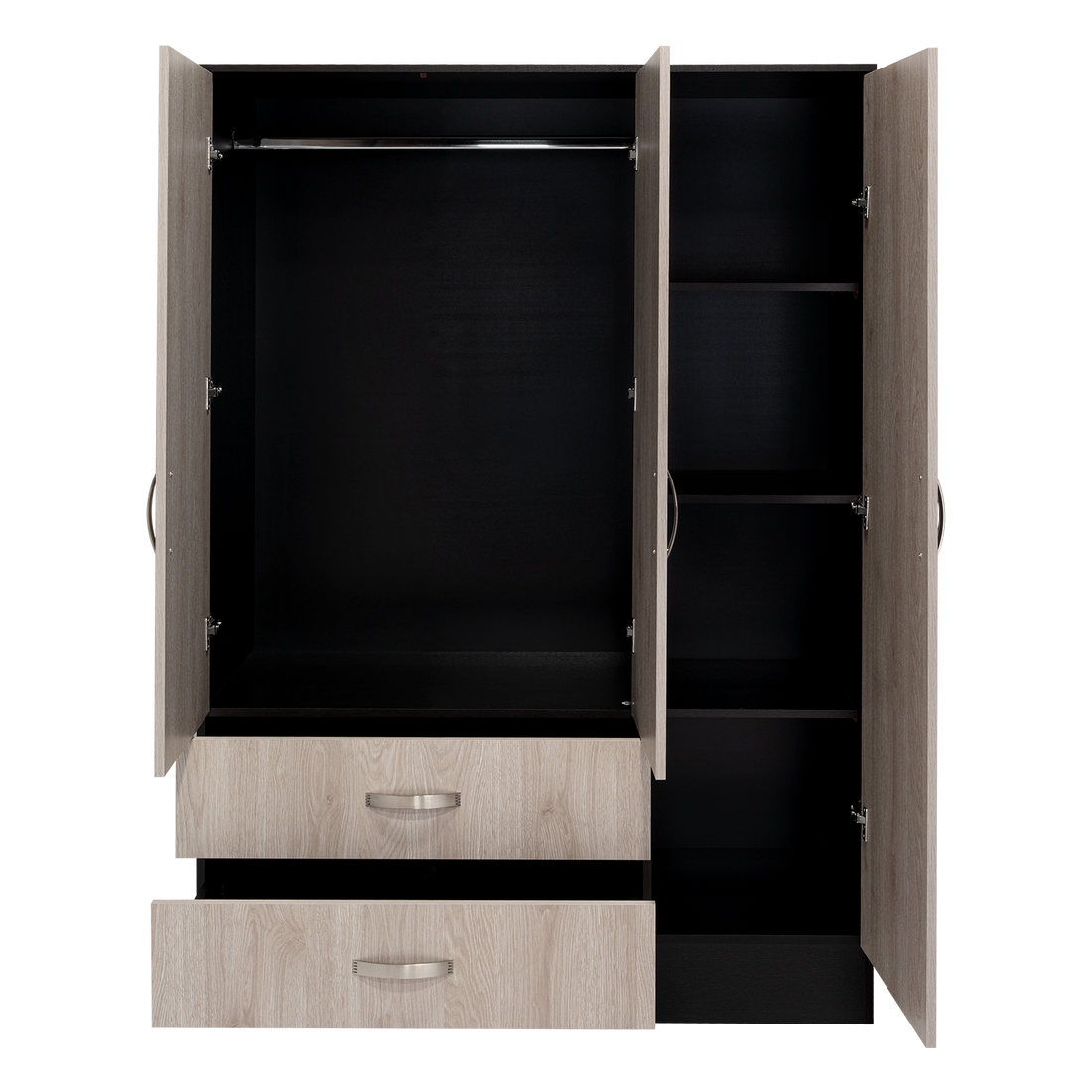 Mirrored Armoire Draggo, Bedroom, Black Light Gray Light Gray Particle Board Engineered Wood