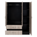 Mirrored Armoire Draggo, Bedroom, Black Light Gray Light Gray Particle Board Engineered Wood