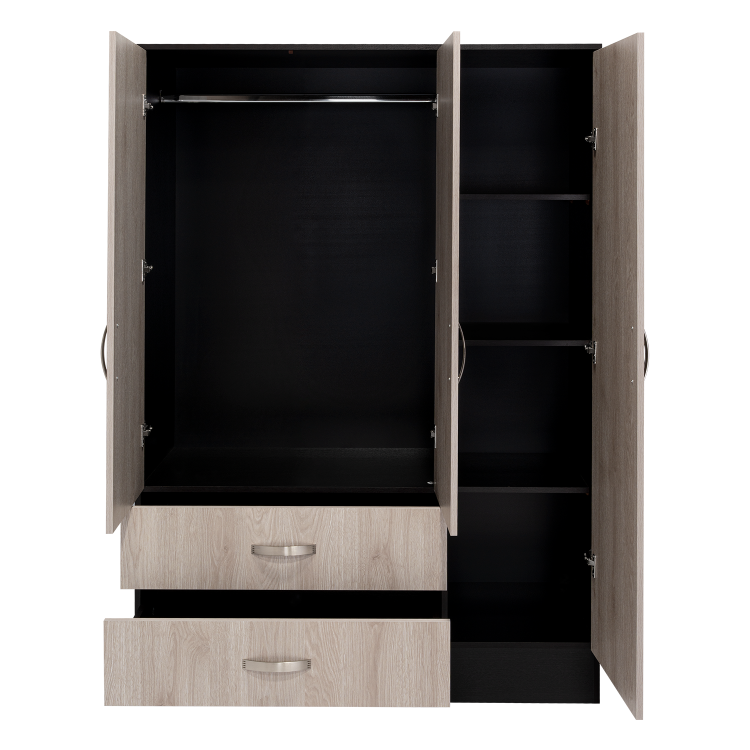 Mirrored Armoire Draggo, Bedroom, Black Light Gray Light Gray Particle Board Engineered Wood