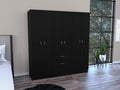 Six Doors Armoire Maya, Bedroom, Black White White Black Particle Board Engineered Wood