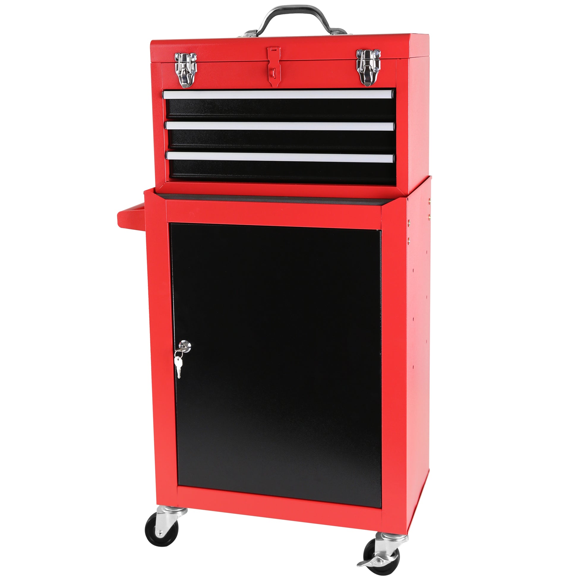 3 Drawer Rolling Tool Chest with Wheels, Tool Chest red-steel