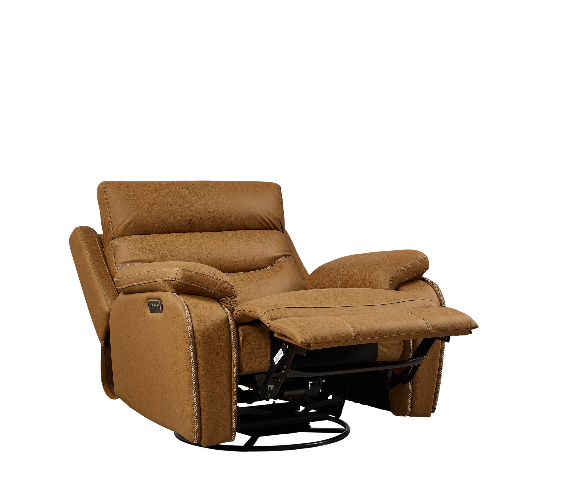 Liyasi Dual Okin Motor Rocking And 240 Degree Swivel Single Sofa Seat Recliner Chair Infinite Position ,Head Rest With Power Function Yellow Brown Polyester Metal Power Remote Primary Living Space Soft Cushion Back American Design Beech Pillow Top Arms