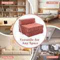 Folding Sofa Bed, Futon Sleeper Chair, Convertible Chair Floor Couch & Sleeping Mattress For Living Room, Guest Room, Home Office, Apartment, Small Space, Bed, Removable Back Cushion, Orange, 1 Seat Orange Chenille Primary Living Space Pillow Back Soft