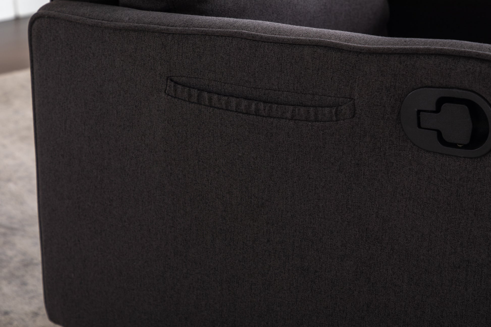 038 Cotton Linen Fabric Swivel Rocking Chair Glider Rocker Recliner Nursery Chair With Adjustable Back And Footrest For Living Room Indoor,Dark Gray Dark Gray Cotton Manual Handle Metal Primary Living Space Soft Tufted Back Modern Foam Linen