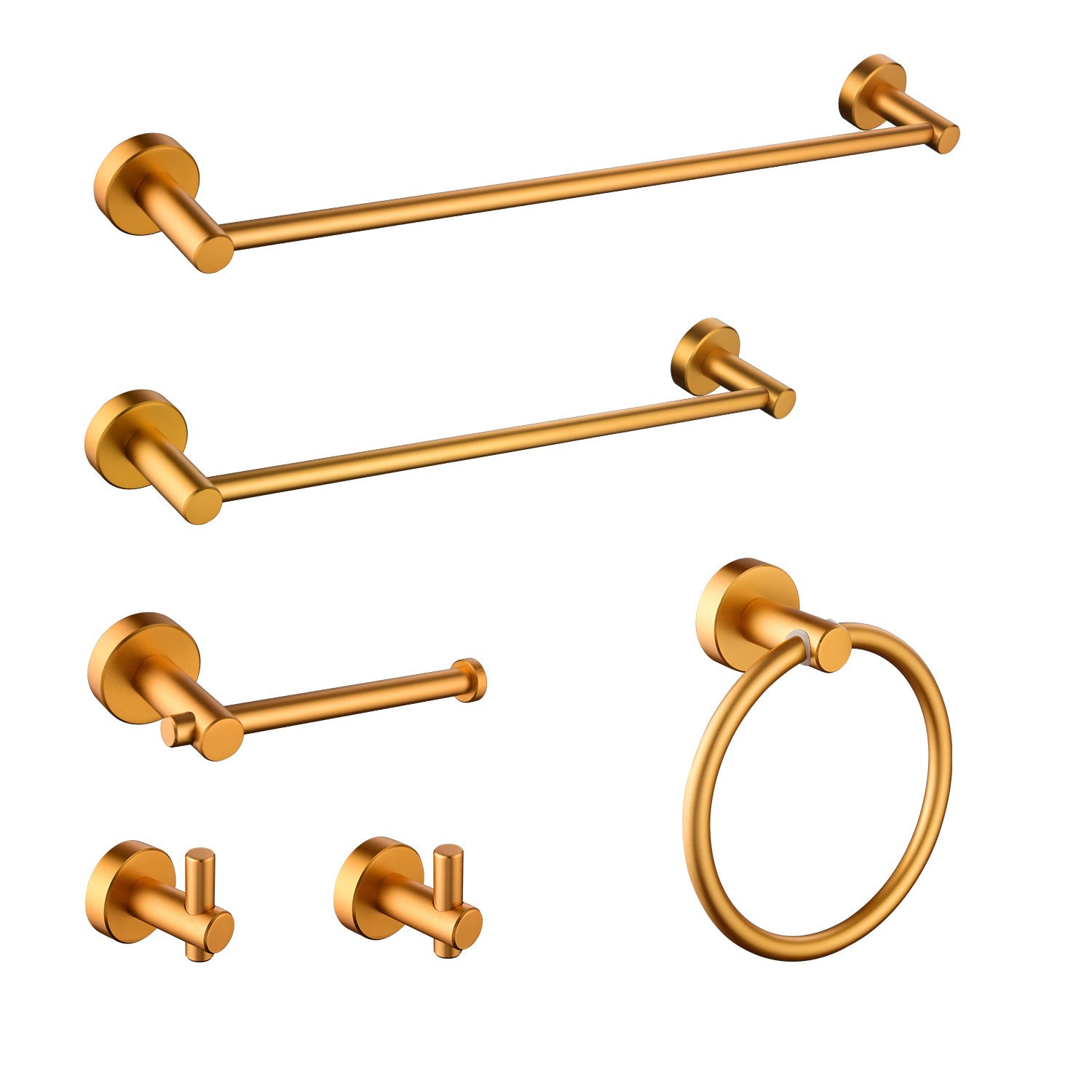 6 Piece Bathroom Towel Rack Set Wall Mount brushed gold-aluminium