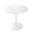 3 Pieces 31.5 Inch Round Dining Table Set For 2 And 2 Pieces Upholstered Chairs For Four Person, Mdf Table Top, Off White Faux Fur With White Table Leg For Kitchen, Reception Room White Mdf Metal