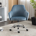 Accent Chair Modern Home Office Leisure Chair With Adjustable Velvet Height And Adjustable Casters Lightblue Light Blue Velvet Cotton