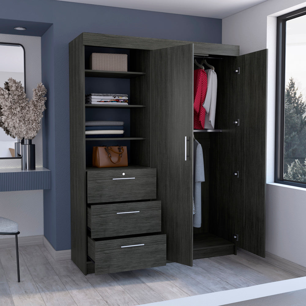 Armoire Rumanu, Bedroom, Smokey Oak Gray Particle Board Engineered Wood