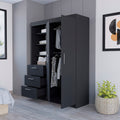 Armoire Rumanu, Bedroom, Black Black Particle Board Engineered Wood