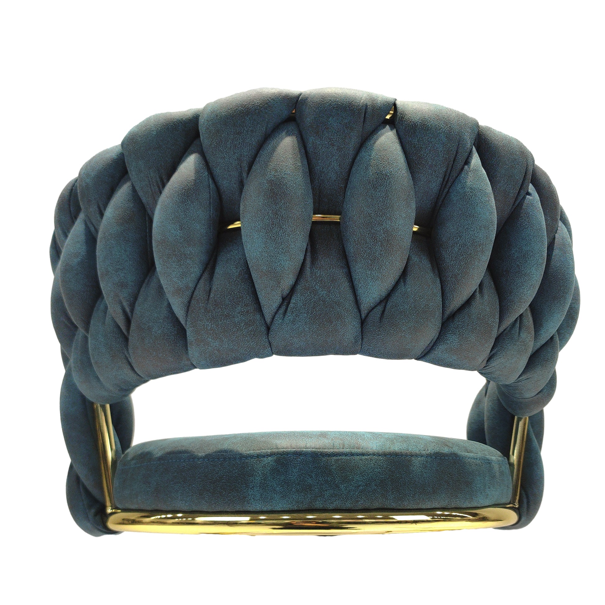 Bar Chair Suede Woven Bar Stool Set Of 4,Golden Legs Barstools No Adjustable Kitchen Island Chairs,360 Swivel Bar Stools Upholstered Bar Chair Counter Stool Arm Chairs With Back Footrest, Blue Metal Blue Kitchen Dining Chairs Foam Technical Leather