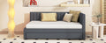 Upholstered Daybed With Trundle Twin Size Sofa Bed Frame No Box Spring Needed, Linen Fabric Gray Gray Linen