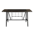 1Pc Counter Height Dining Table W Glass Insert Top Wine Rack Base Casual Dining Furniture Brown Wood Gray Metal Finish Brown Gray Dining Room Casual,Contemporary Rectangular Kitchen & Dining Tables Metal & Wood