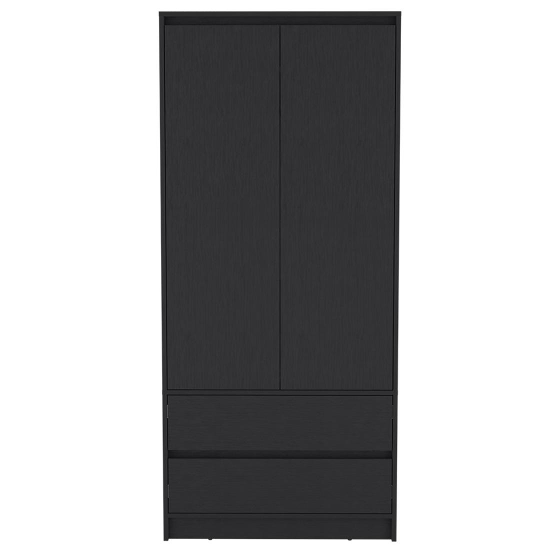 Lewes 2 Piece Bedroom Set, Dresser Armoire, Black Black Particle Board Engineered Wood