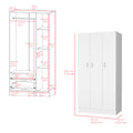 Wardrobe Erie, Bedroom, White White Particle Board Engineered Wood