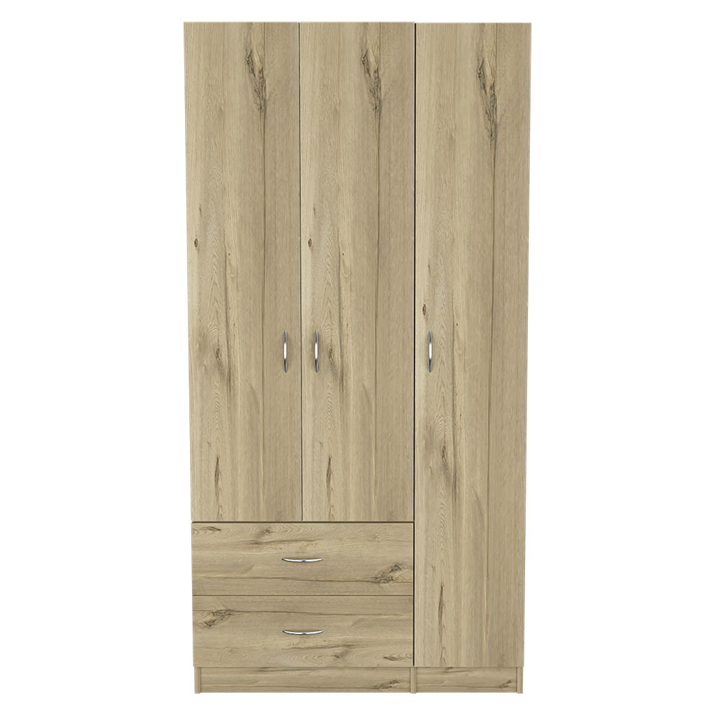 Three Door Armoire Clark, Bedroom, Light Oak Black Light Oak Particle Board Engineered Wood