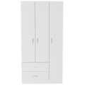 Three Door Armoire Clark, Bedroom, White White Particle Board Engineered Wood