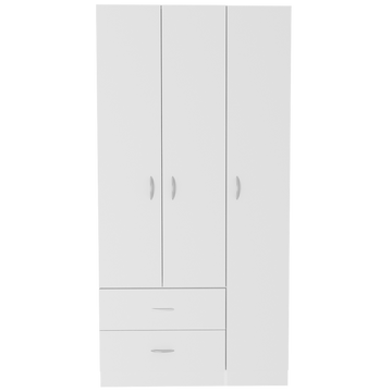 Three Door Armoire Clark, Bedroom, White White Particle Board Engineered Wood