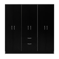 Six Doors Armoire Maya, Bedroom, Black White White Black Particle Board Engineered Wood