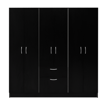 Six Doors Armoire Maya, Bedroom, Black White White Black Particle Board Engineered Wood