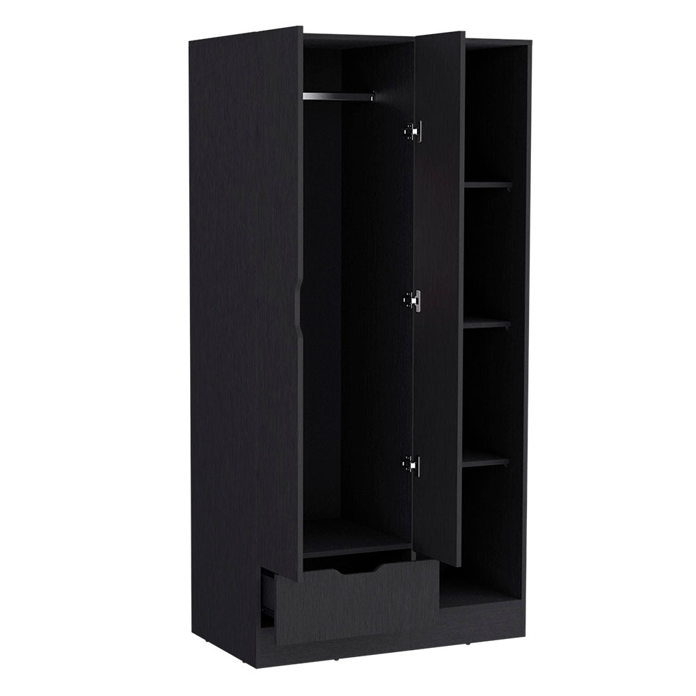 Armoire Dover, Bedroom, Black Black Particle Board Engineered Wood