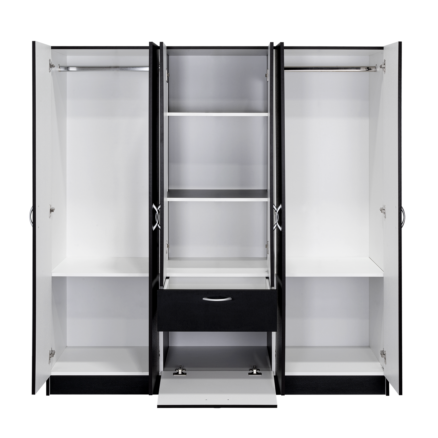 Six Doors Armoire Maya, Bedroom, Black White White Black Particle Board Engineered Wood