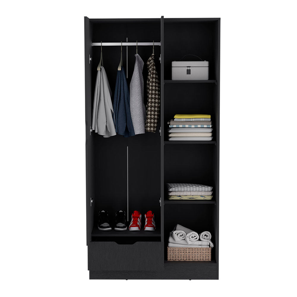 Armoire Dover, Bedroom, Black Black Particle Board Engineered Wood