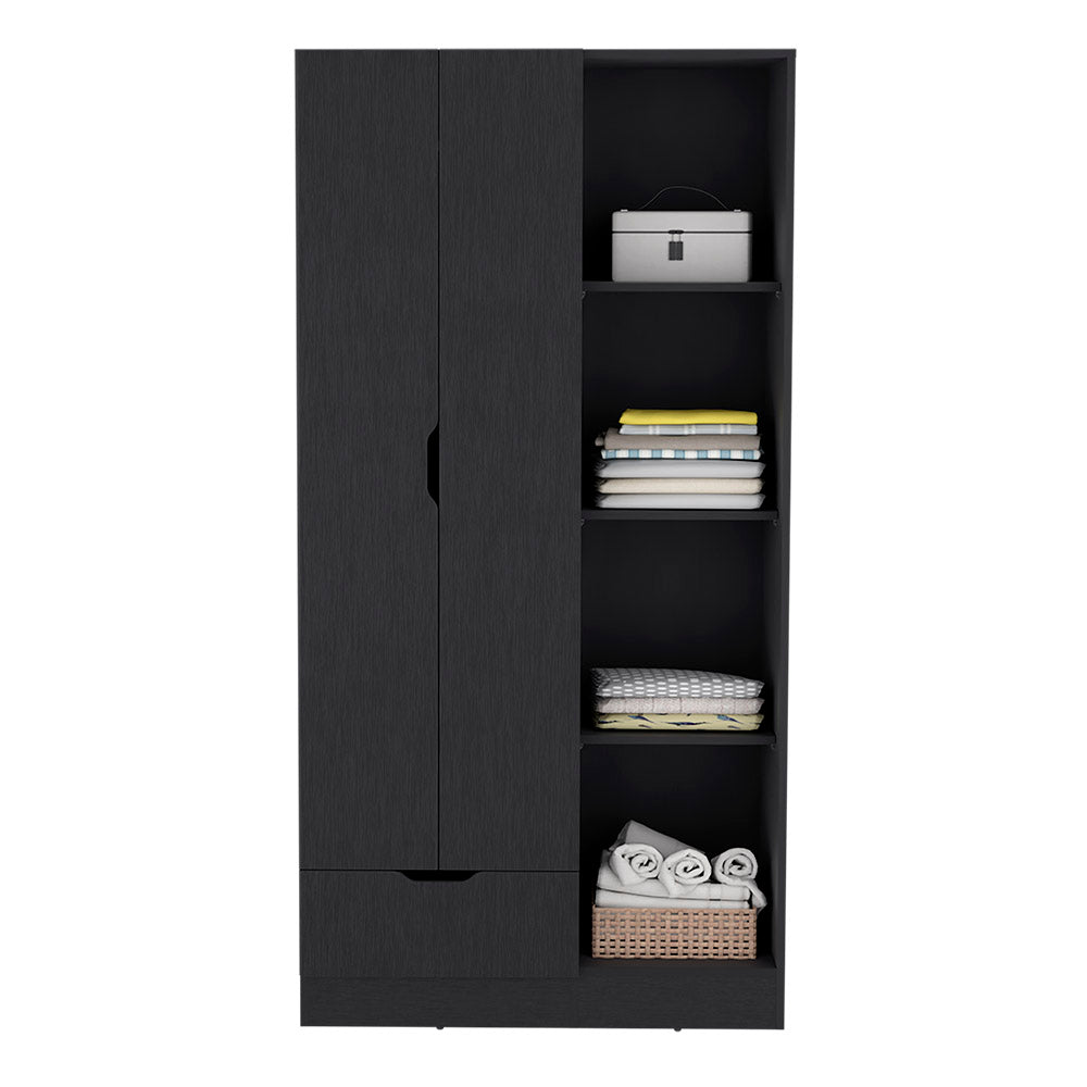 Armoire Dover, Bedroom, Black Black Particle Board Engineered Wood