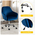 Accent Chair Modern Home Office Leisure Chair With Adjustable Velvet Height And Adjustable Casters Navyblue Dark Blue Cotton Velvet