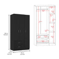 Three Door Armoire Clark, Bedroom, Black Black Particle Board Engineered Wood