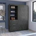 Armoire Rumanu, Bedroom, Smokey Oak Gray Particle Board Engineered Wood