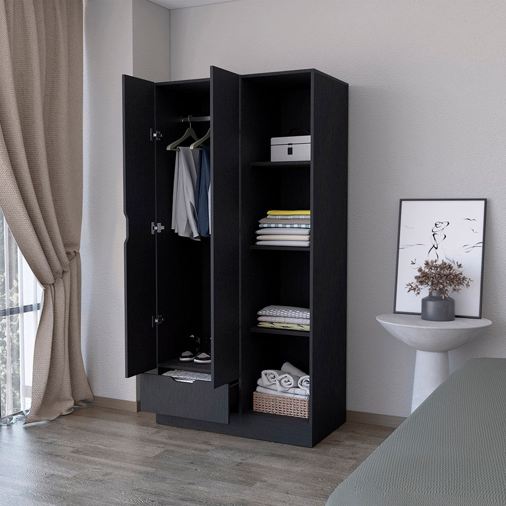 Armoire Dover, Bedroom, Black Black Particle Board Engineered Wood