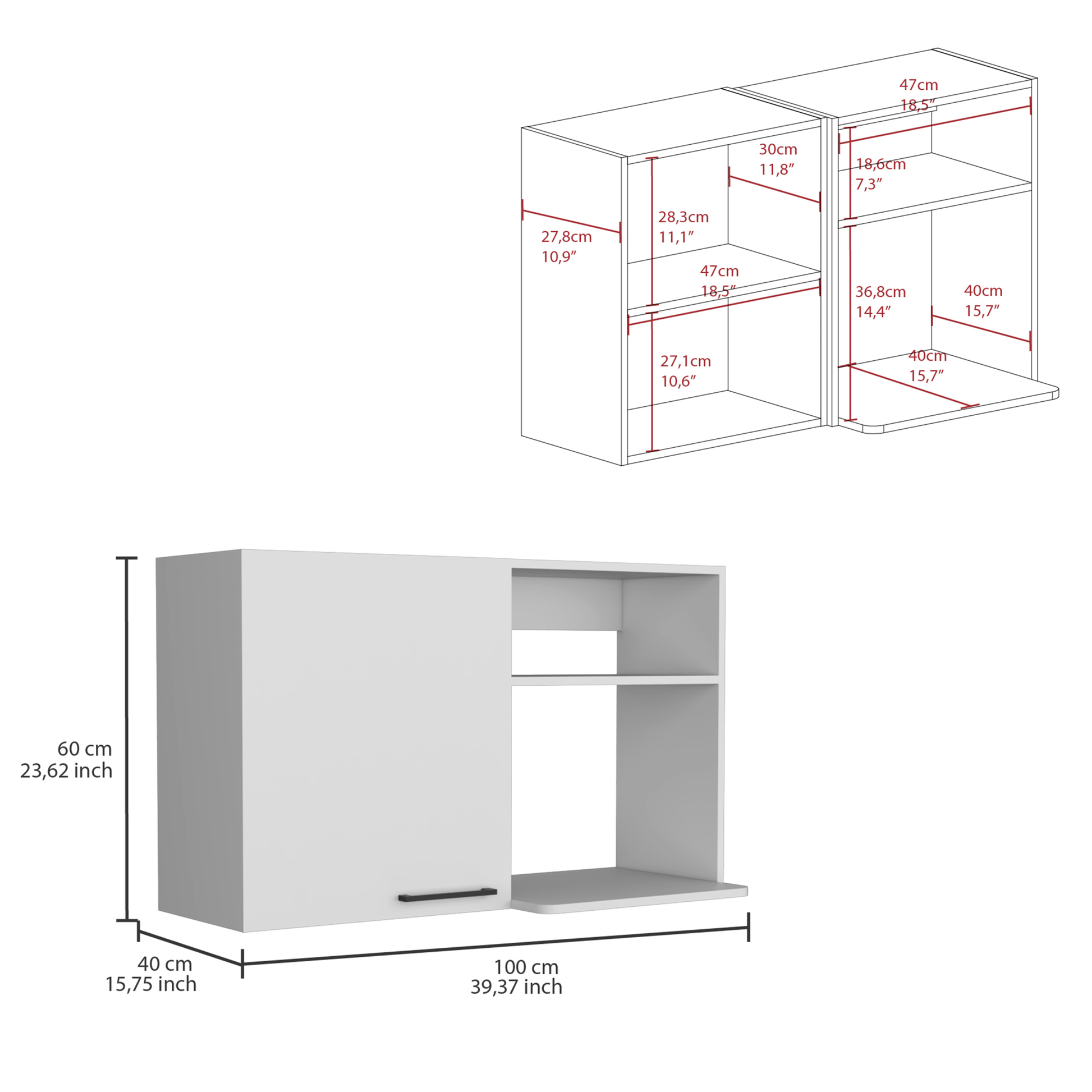 Alexandria 2 Piece Kitchen Set, Wall Cabinet Utility Sink, White White Particle Board Engineered Wood