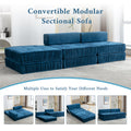 Folding Sofa Bed, Futon Sleeper Chair, Convertible Chair Floor Couch & Sleeping Mattress For Living Room, Guest Room, Home Office, Apartment, Small Space, Bed, Removable Back Cushion, Blue, 1 Seat Blue Chenille Primary Living Space Pillow Back Soft