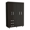 Mobile Armoire Velvet, Bedroom, Black Black Particle Board Engineered Wood