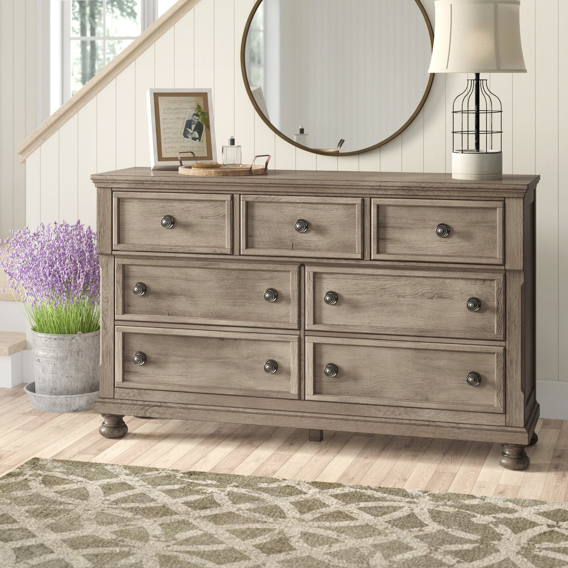 Classic Bedroom Furniture 1Pc Dresser With 7 Drawers And Jewelry Tray Traditional Design Furniture Gray Finish Gray Bedroom Classic,Traditional,Transitional Wood