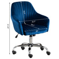 Accent Chair Modern Home Office Leisure Chair With Adjustable Velvet Height And Adjustable Casters Navyblue Dark Blue Cotton Velvet