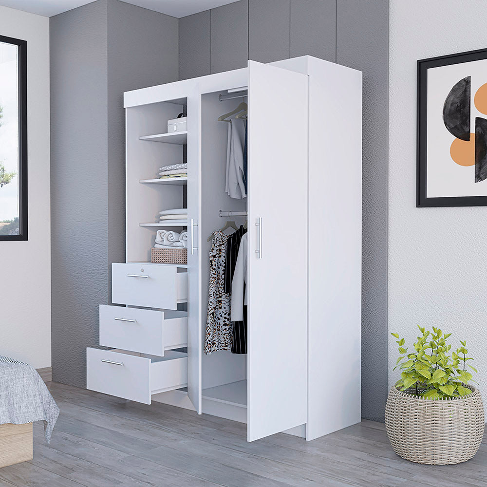 Armoire Rumanu, Bedroom, White White Particle Board Engineered Wood